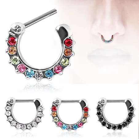 Piercing septum acier multi-gemmes