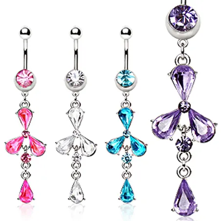 Piercing nombril pendentif fleur larme