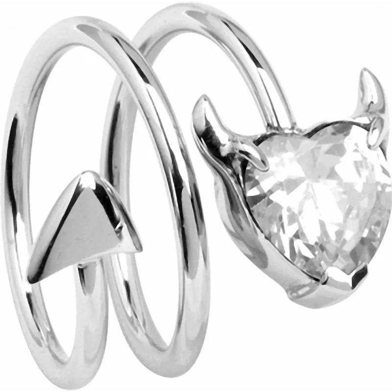 Bague femme argenté coeur de diable blanc