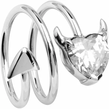 Bague femme argenté coeur de diable blanc