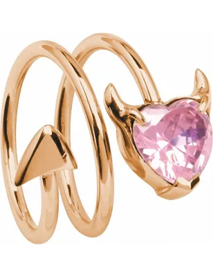 Bague femme or rose coeur de diable rose