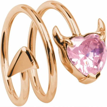 Bague femme or rose coeur de diable rose