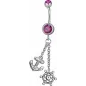 Piercing nombril Swarovski Ancre marine et barre fuchsia