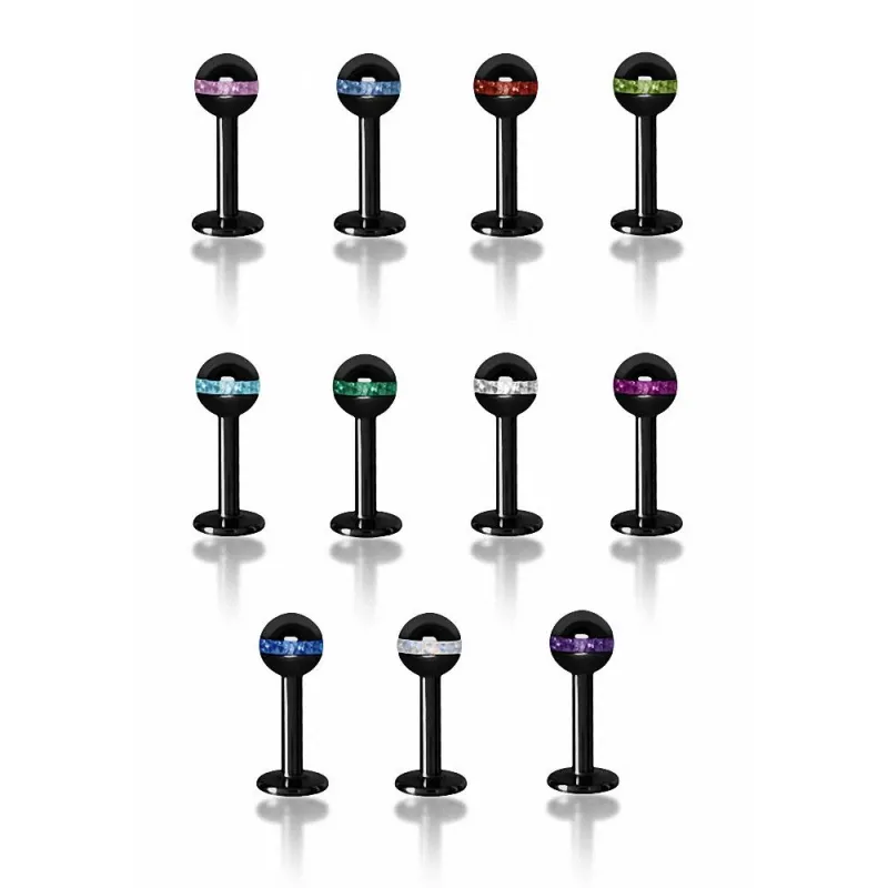 Piercing labret Swarovski orbite noire