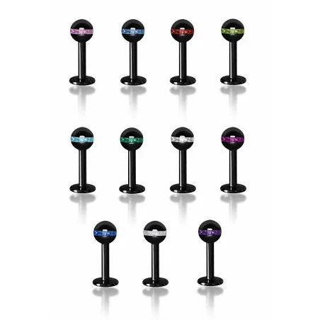 Piercing labret Swarovski orbite noire