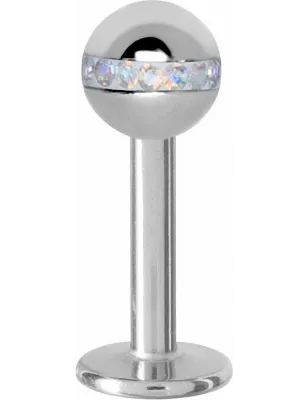 Piercing labret Swarovski orbite argenté