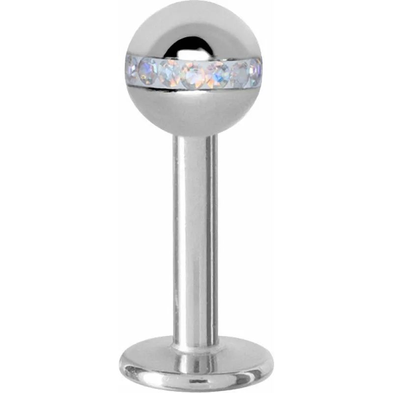 Piercing labret Swarovski orbite argenté