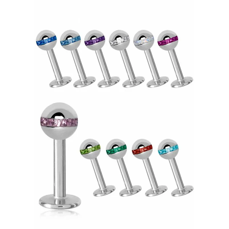 Piercing labret Swarovski orbite argenté