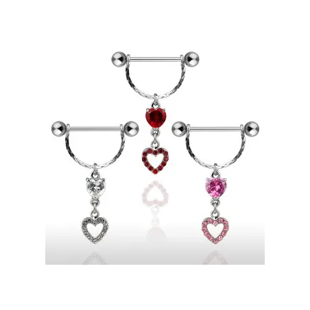 Piercing Téton Bouclier Double Coeurs - Bijou Piercing Téton