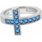 Bague acier croix Swarovski Zirconia bleu