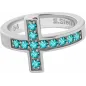 Bague acier croix Swarovski Zirconia turquoise