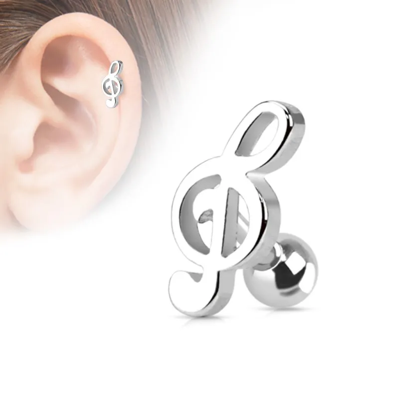 Piercing oreille Cartilage Tragus Clef de Sol