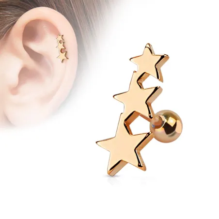 Piercing Oreille Helix Tragus Etoiles Or Rose