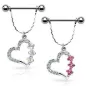 Piercing Téton Bouclier Coeur Fleurs Gemmes