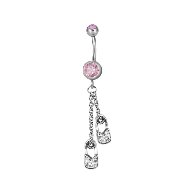 Piercing nombril Swarovski épingle à nourrice rose