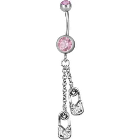 Piercing nombril Swarovski épingle à nourrice rose