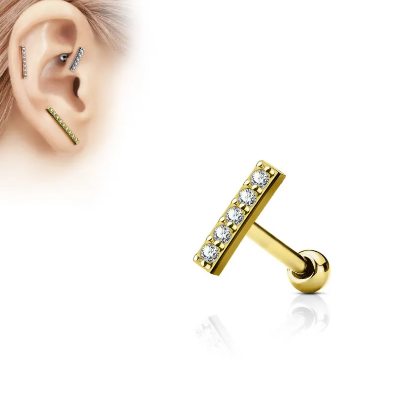 Piercing oreille cartilage barre plaqué or