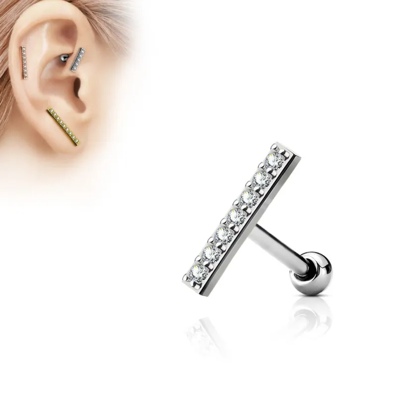 Piercing oreille cartilage longue barre argentée