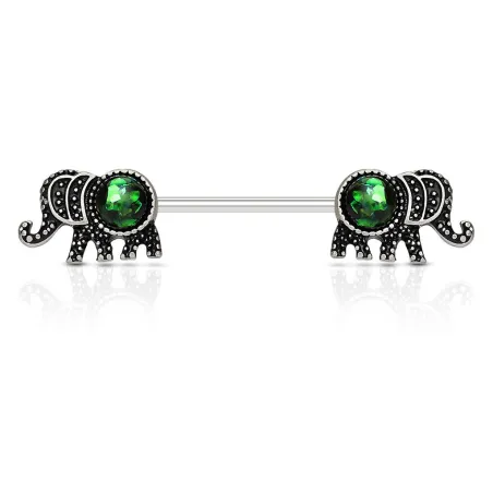 Piercing téton éléphant opale vert