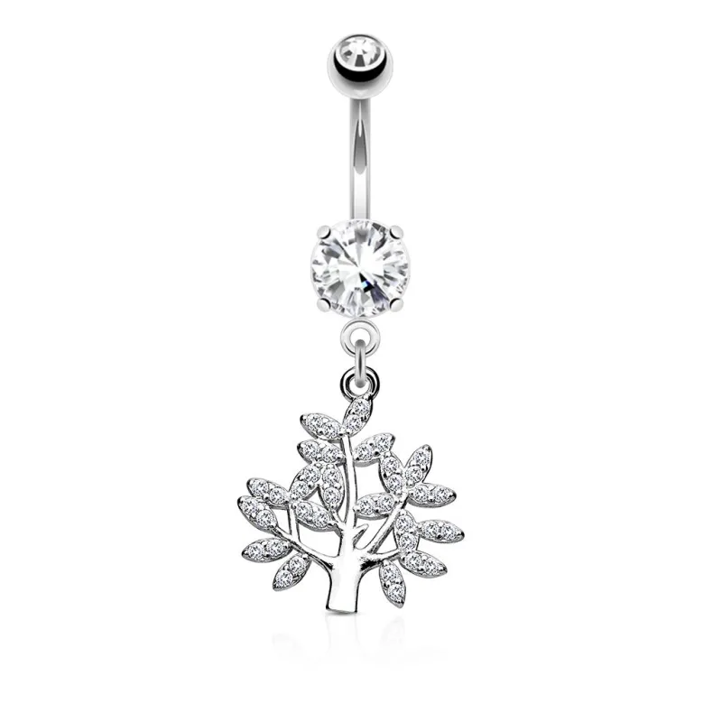 Piercing nombril arbre de vie pavé de gemmes