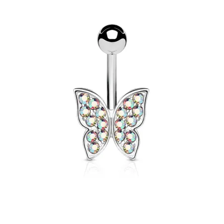 Piercing nombril papillon srass aurore boréale