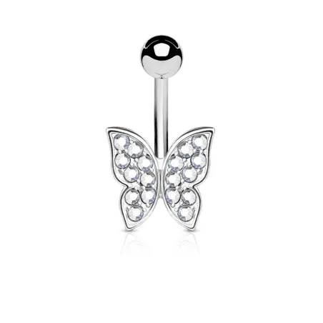 Piercing nombril papillon srass blanc