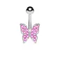 Piercing nombril papillon strass rose