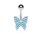 Piercing nombril papillon strass turquoise