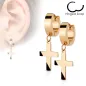 Paire Boucles d'oreille Anneaux Croix or rose