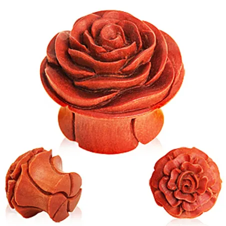 Piercing plug oreille en bois de sawo rose