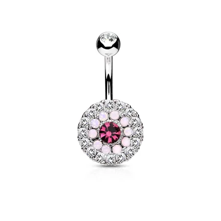 Piercing nombril multiples cristaux et opales rose