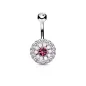 Piercing nombril multiples cristaux et opales rose