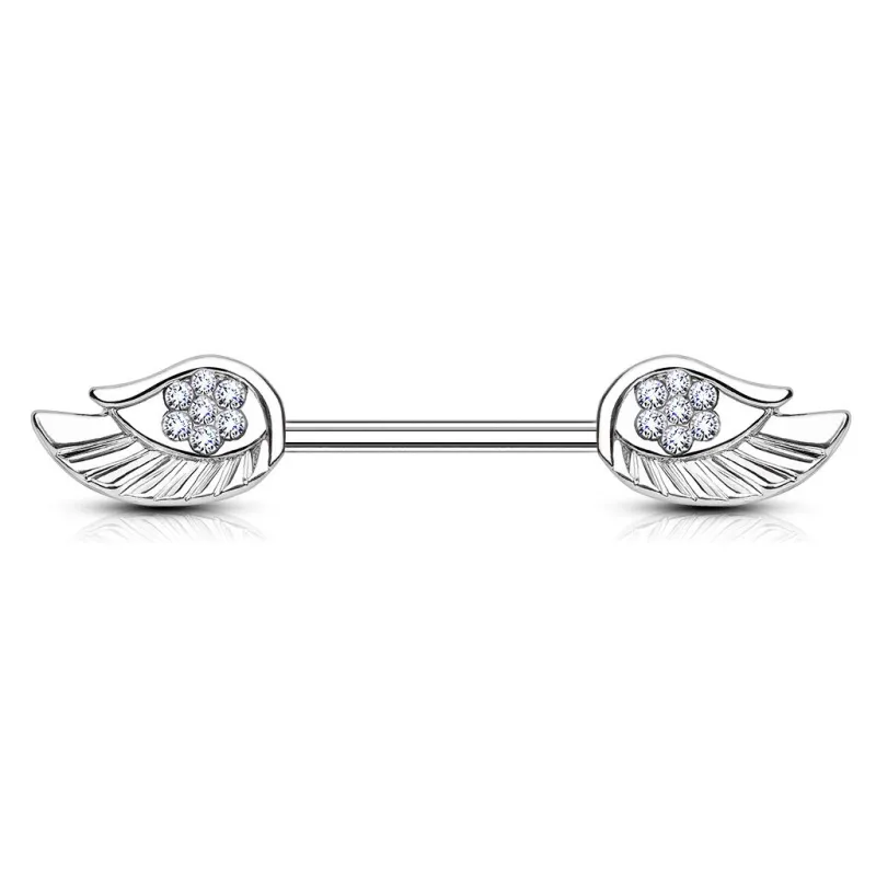 Piercing téton avec ailes d'ange strass