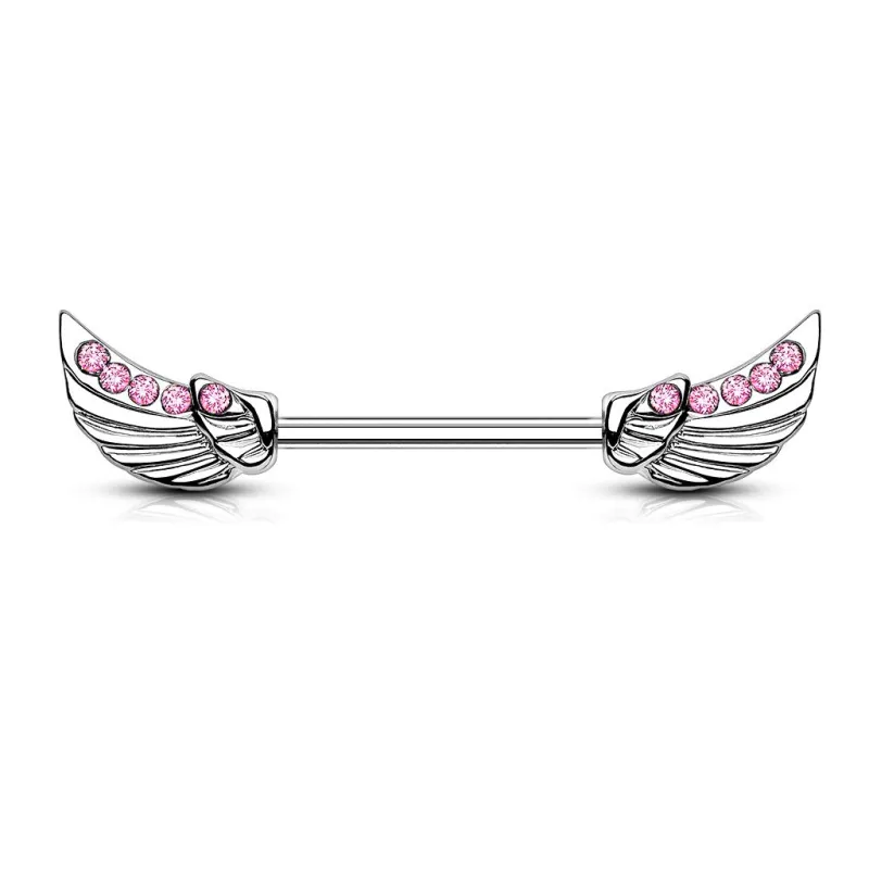 Piercing téton avec ailes d'ange gemmes