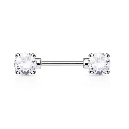 Piercing Téton Barbell Gemmes Ronds Blancs