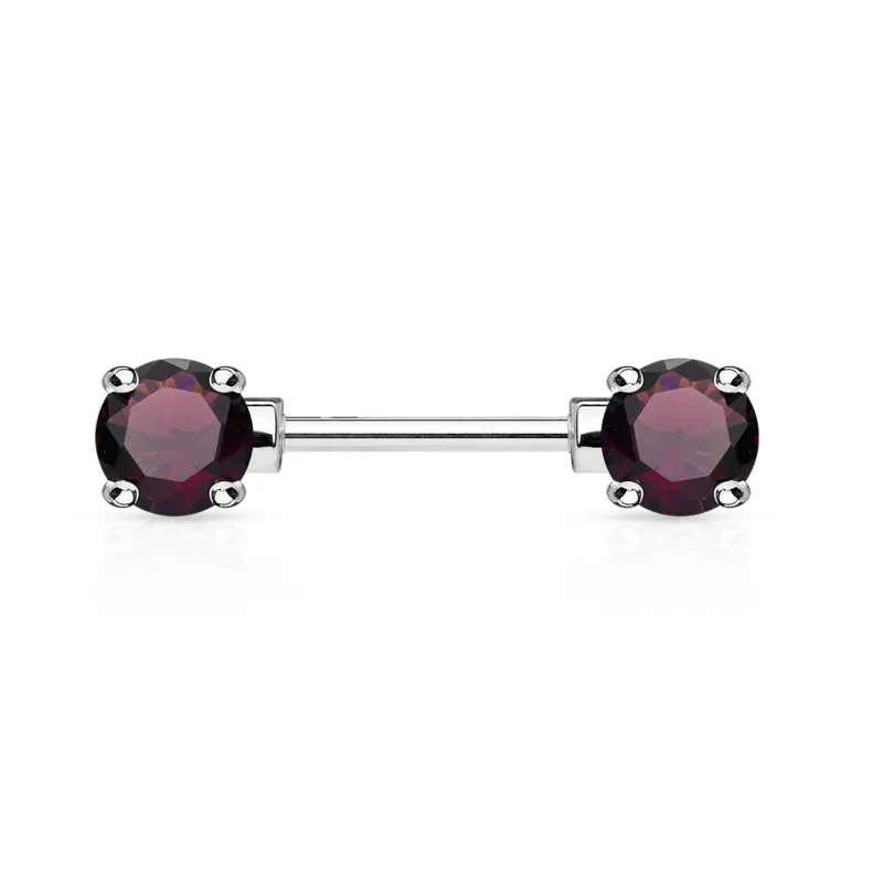 Piercing Téton Barbell Gemmes Ronds Violets