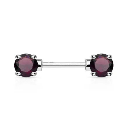 Piercing Téton Barbell Gemmes Ronds Violets