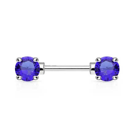 Piercing Téton Barbell Gemmes Ronds Bleu