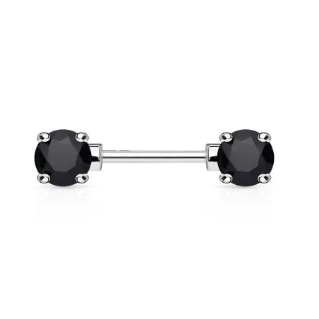 Piercing Téton Barbell Gemmes Ronds Noirs