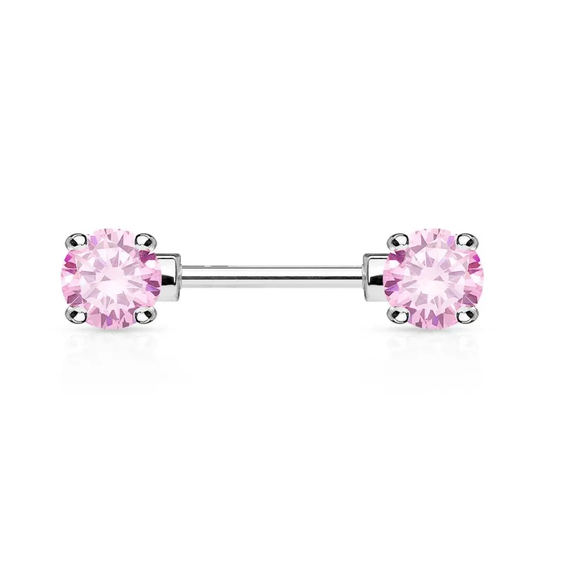 Piercing Téton Barbell Gemmes Ronds Roses