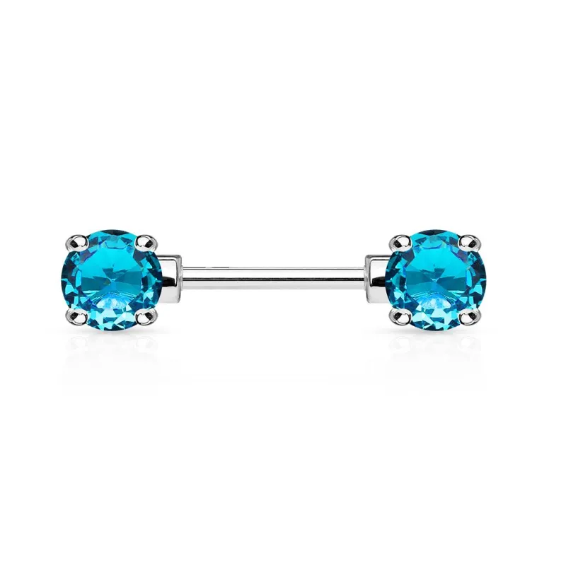 Piercing Téton Barbell Gemmes Ronds Turquoises