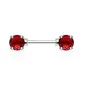 Piercing Téton Barbell Gemmes Ronds Rouges