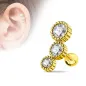 Piercing oreille cartilage triple strass plaqué or