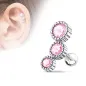 Piercing oreille cartilage triple strass rose