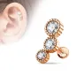 Piercing oreille cartilage triple strass plaqué or rose