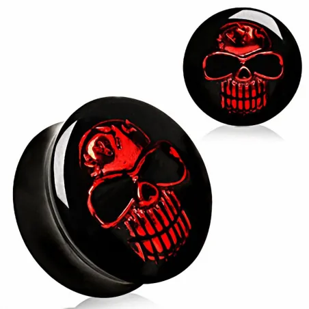 Piercing plug acrylique skull rouge