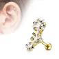 Piercing oreille cartilage triple étoiles plaqué or