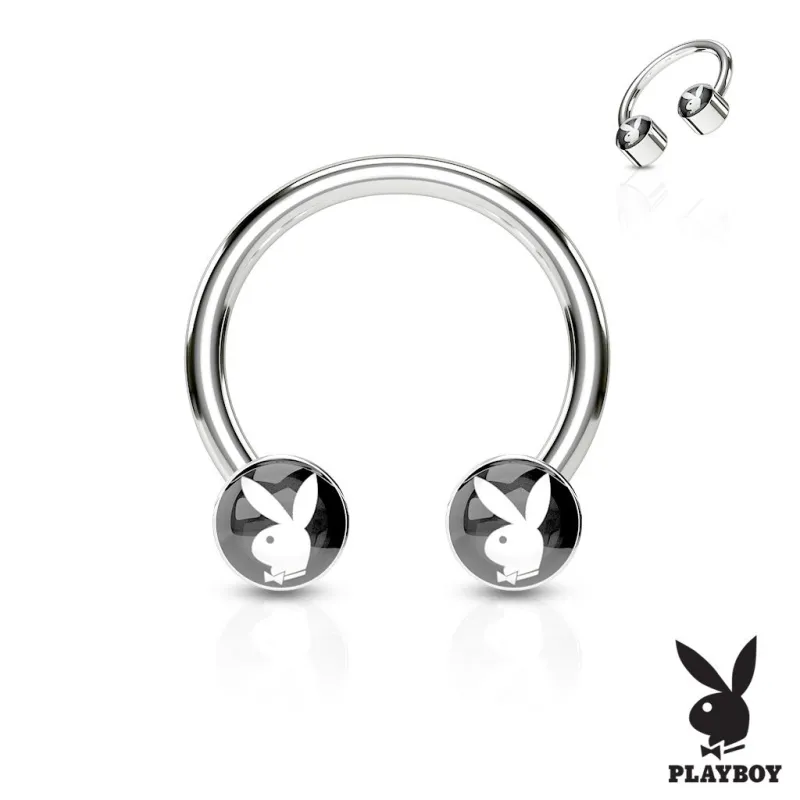 Piercing oreille teton fer à cheval Playboy noir