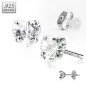 Paire Boucles d'oreille Clous Argent Pierre Coeur