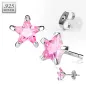 Paire Boucles d'oreille Clous Argent Pierre Etoile Rose